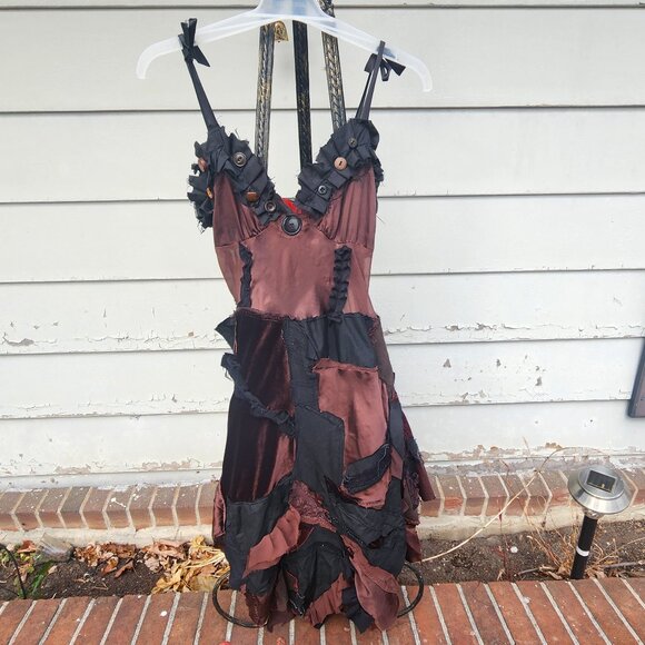 Dreamy Steamy Gothic Patchwork Whimsical Ruffles Tassles Fringe Mesh - Picture 2 of 10